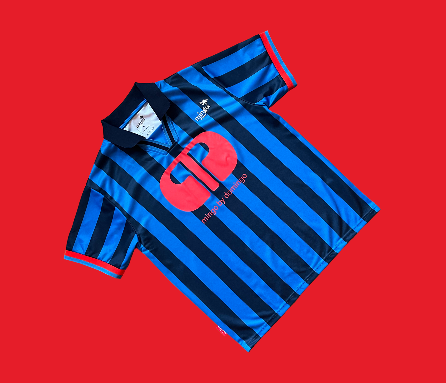 striped soccer jersey. - blue — mingo by domingo.